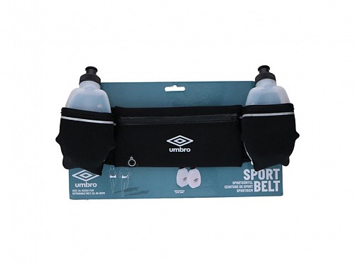 Umbro waist bag for running and training with 2 water bottle pockets and zipper, 82x5x17cm