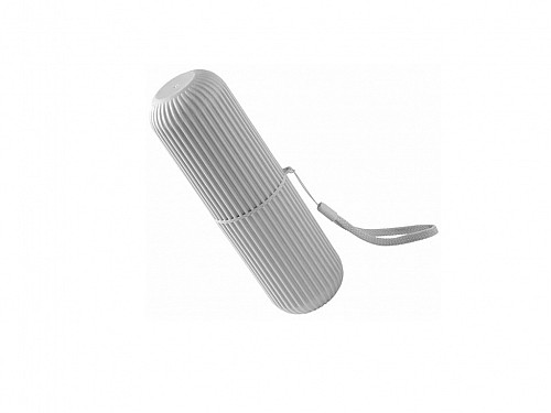 Plastic Toothbrush Toothpaste Case with Strap suitable for travel in Gray color, 6x6x18.5 cm