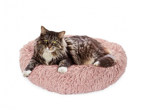 Soft polyester bed for pets, pink, 60x6x60 cm