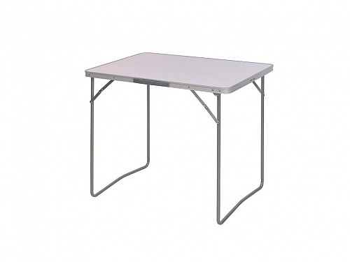 Folding Metal Camping Table with Wooden Top, 80x60x69 cm