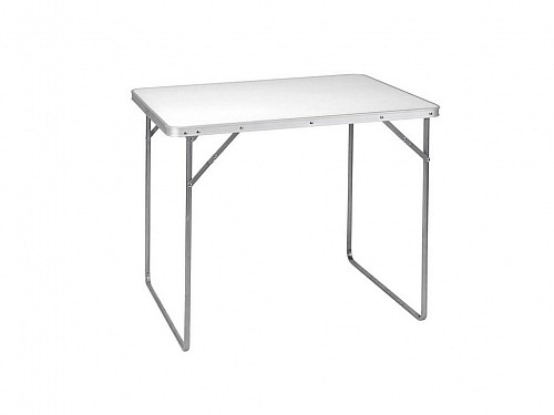 Folding Metal Camping Table with Wooden Top, 80x60x69 cm