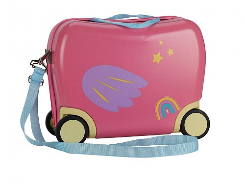 Children's Suitcase 16" with Carrying Handle and Wheels with Unicorn Design in Pink, 41x21x31.5 cm