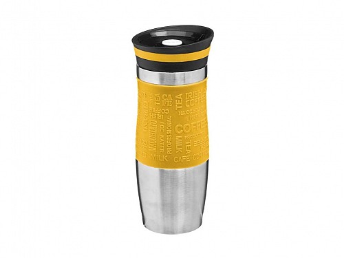 Thermos cup made of stainless steel, capacity 350ml, in yellow color, 8x8x20.2 cm