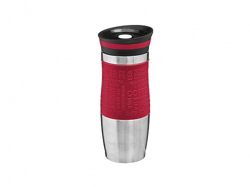 Thermos cup made of stainless steel, capacity 350ml, in red color, 8x8x20.2 cm