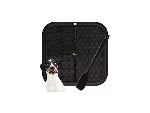 Slow feeder for anxious dogs, black, 20x20x0.6 cm