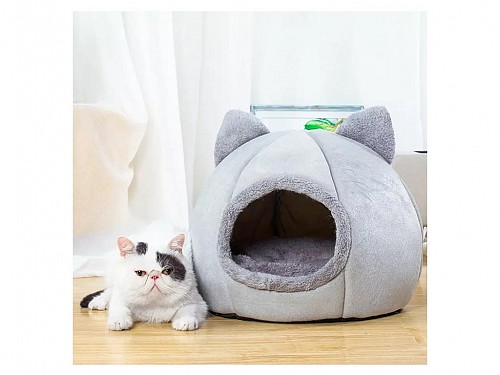 Cat nest, bed with mats, in gray color, 40x40x47 cm, Cat nest