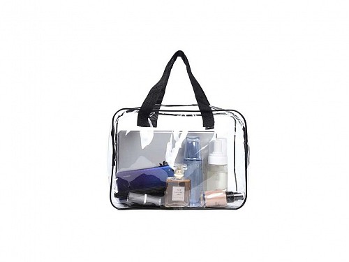 3-piece transparent PVC cosmetic and other travel toiletry set, 30x10x23 cm