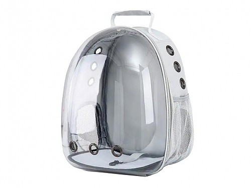 Pet carrier bag backpack, for animals up to 7 kg, in gray color, 32x68x42 cm