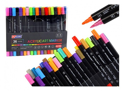 36pcs Double-sided Acrylic Paint Markers Suitable for DIY, Double-sided markers