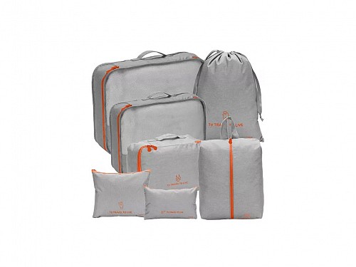 Set of Travel Bags for Organization & Laundry, 7 Pieces, Waterproof in Gray Color, 32x41x10 cm