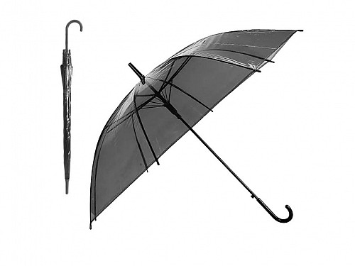 Automatic Transparent Rain Umbrella Manual in transparent black color, 107x72 cm
