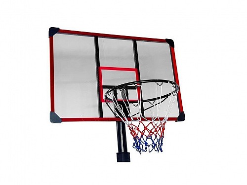 Basketball with backboard and base with adjustable height from 200-305cm, also suitable for outdoor use