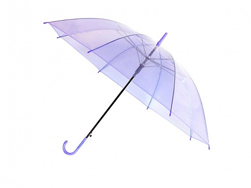 Automatic Transparent Rain Umbrella Manual in transparent purple color, 107 x 72 cm