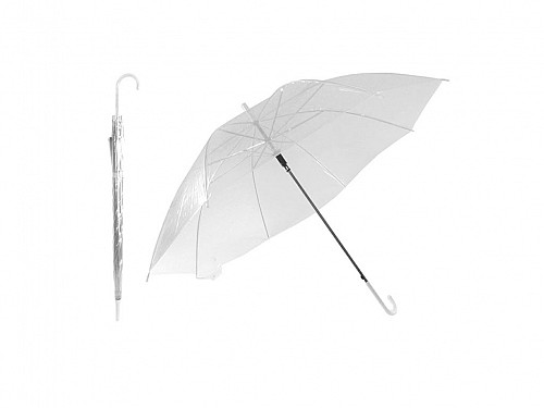 Automatic Transparent Rain Umbrella Manual in transparent white color, 107x72 cm