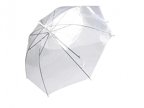 Automatic Transparent Rain Umbrella Manual in transparent white color, 107x72 cm